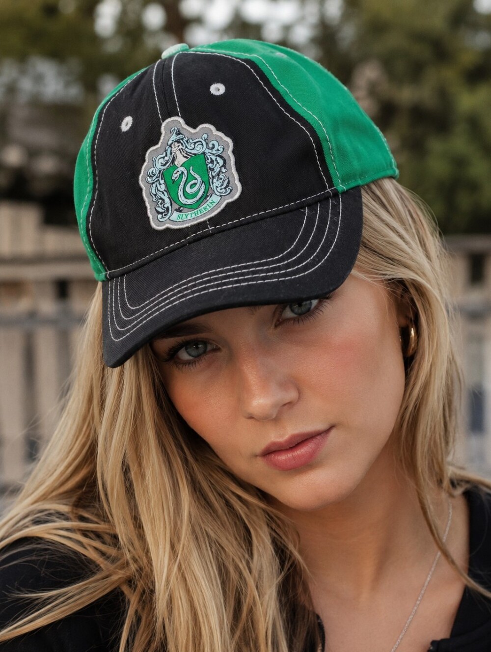 NEW Universal Studios Harry Potter Slytherin Green & Black Baseball Cap